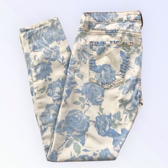 Current Elliott Blue Rose Skinny Jeans Floral Print The Stiletto Low Rise 26 - Picture 6 of 9